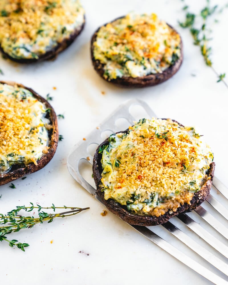 Stuffed Portobello Mushrooms (Spinach Artichoke!) – A Couple Cooks
